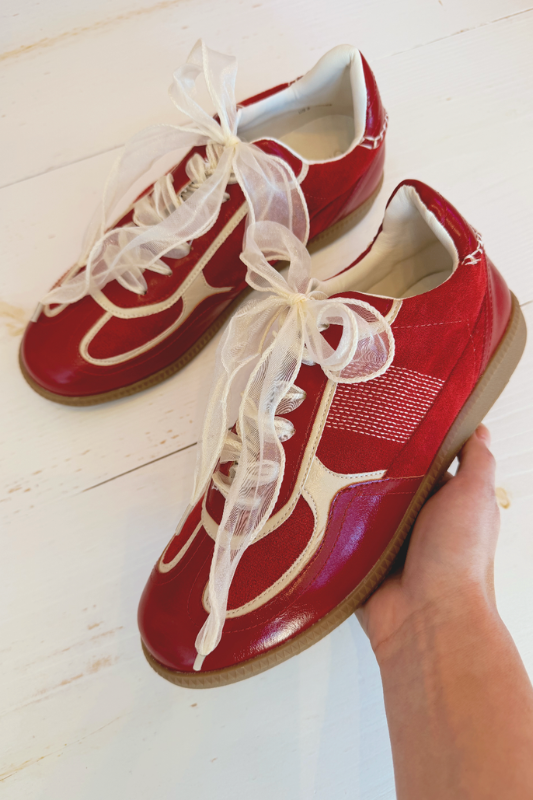 Dalia Lace Up Sneakers - Cherry Red – wander boutique