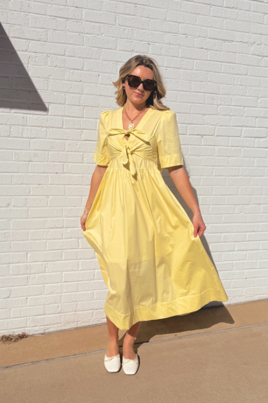 Lemonade on the Lawn Bow Front Midi Dress Lemonade on the Lawn Bow Front Midi Dress