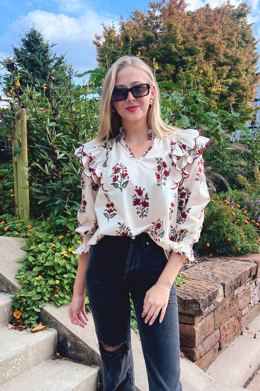 Priscilla Puff Sleeve Top Cream – wander boutique