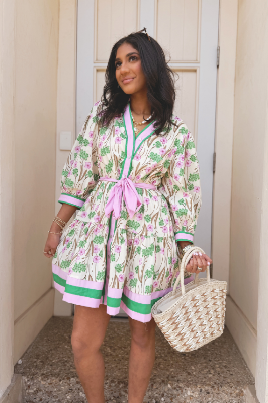Garden Gala Mini Dress - Ecru Pink wander boutique Garden Gala Mini Dress - Ecru Pink wander boutique