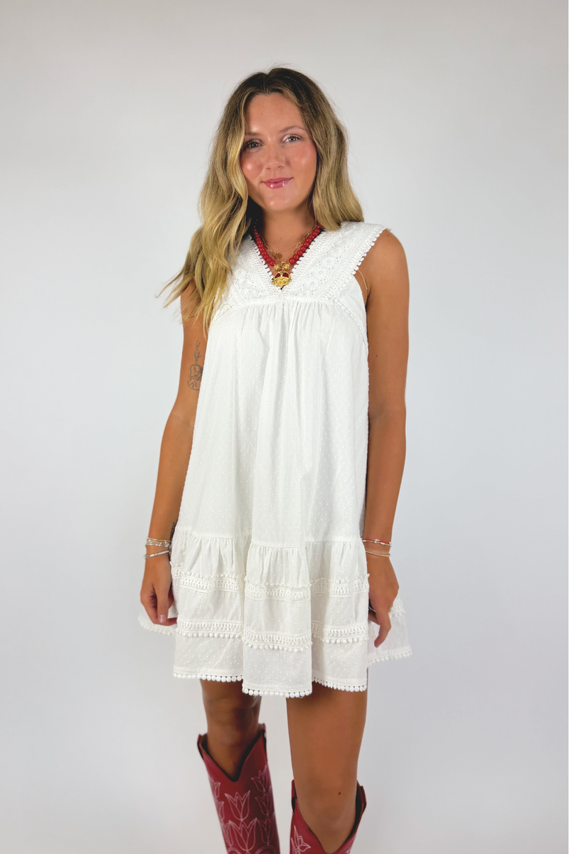 Country Roads Lace Dot Mini Dress