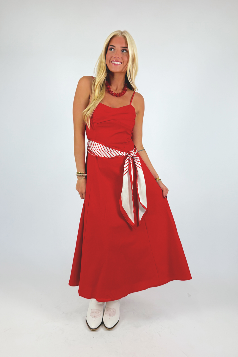 Here To Tailgate Linen Midi Dress