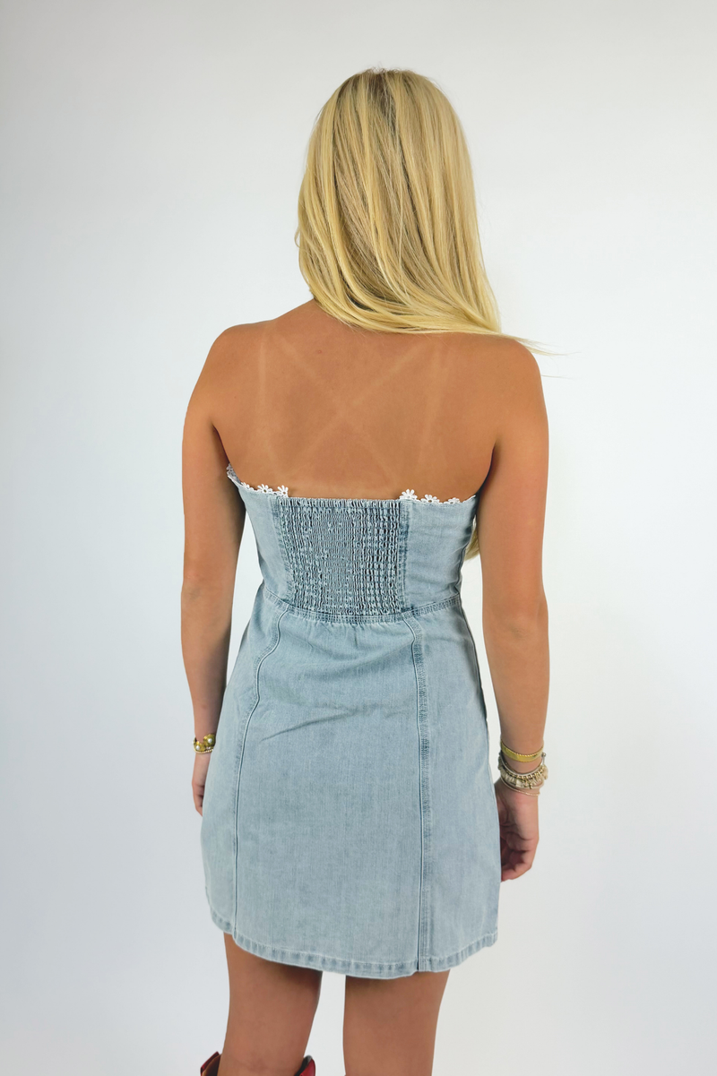 Neon Moon Sweetheart Denim Dress – wander boutique