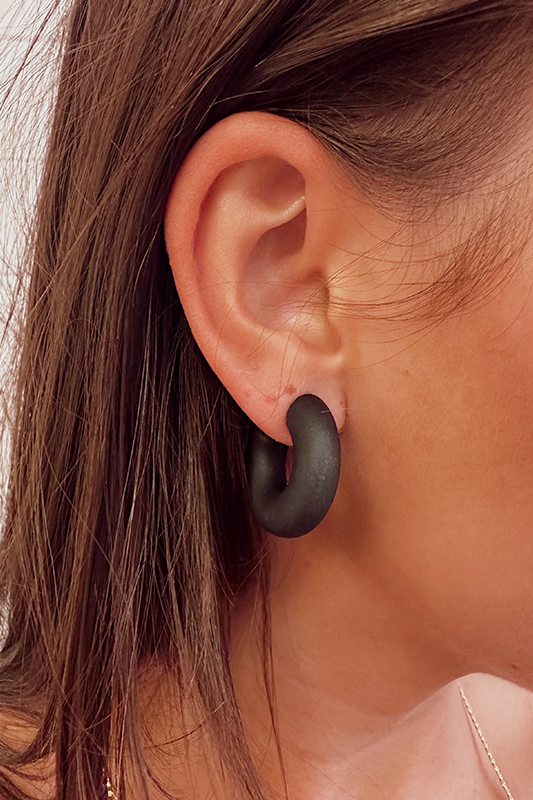 Black Thick Small Hoop wander boutique