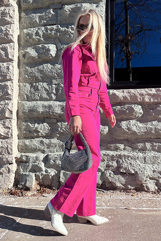 Pistola Nikkie Long Sleeve Jumpsuit Pink Garnet wander boutique