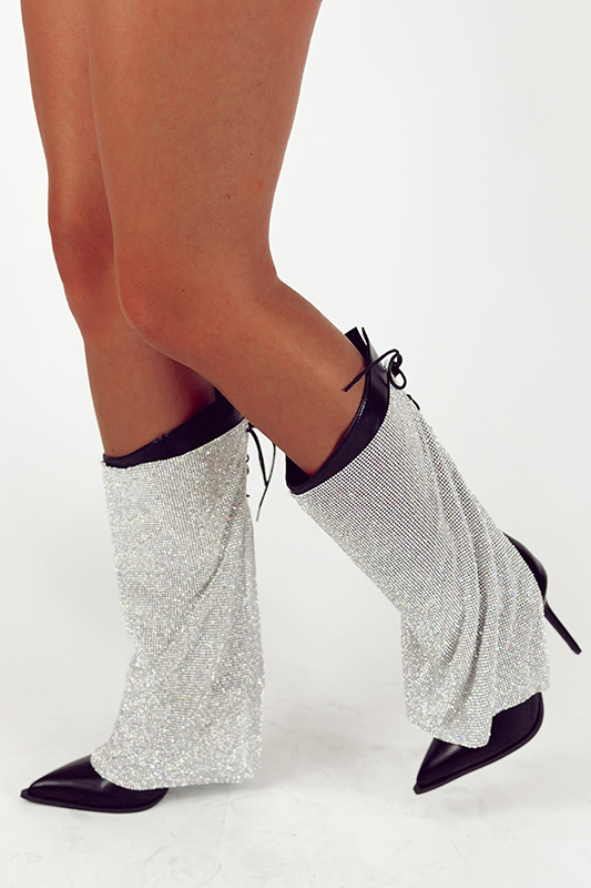 azalea wang chevelle stretch mesh rhinestone thigh high dress boots I need help. What should i wear with these boots?