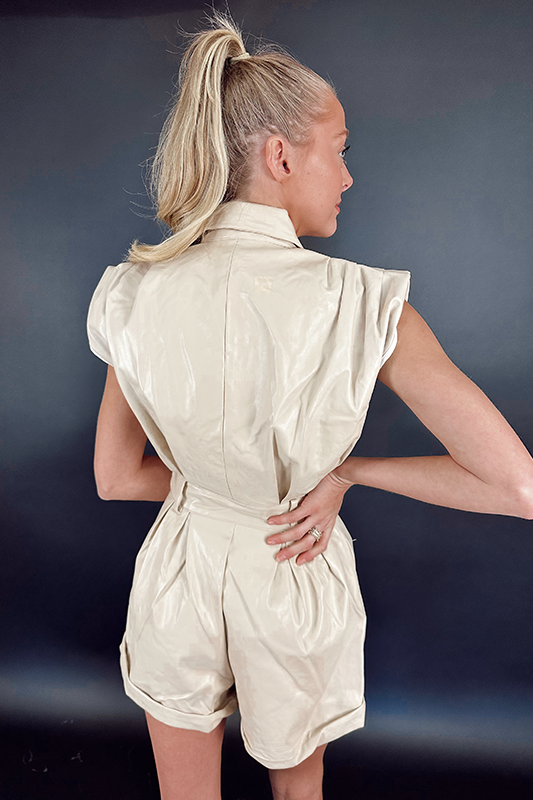 White shop leather romper