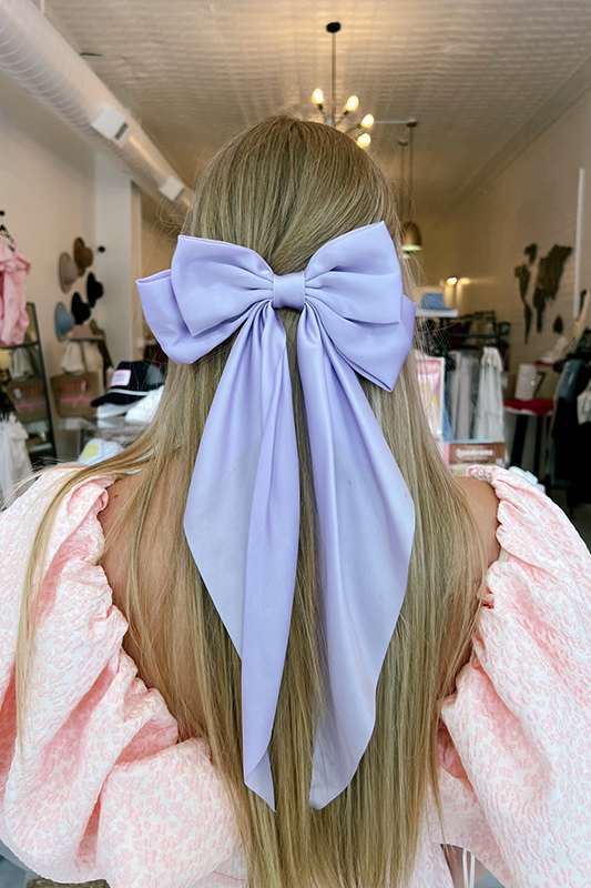 Satin Hair Bow -Lilac