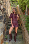Cider & Spice Plaid Puff Sleeve Romper