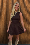 Sunnie Suede Backless Dress - Dark Brown