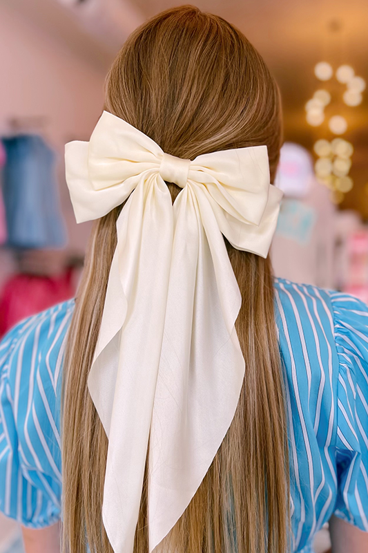 Satin Hair Bow -Cream