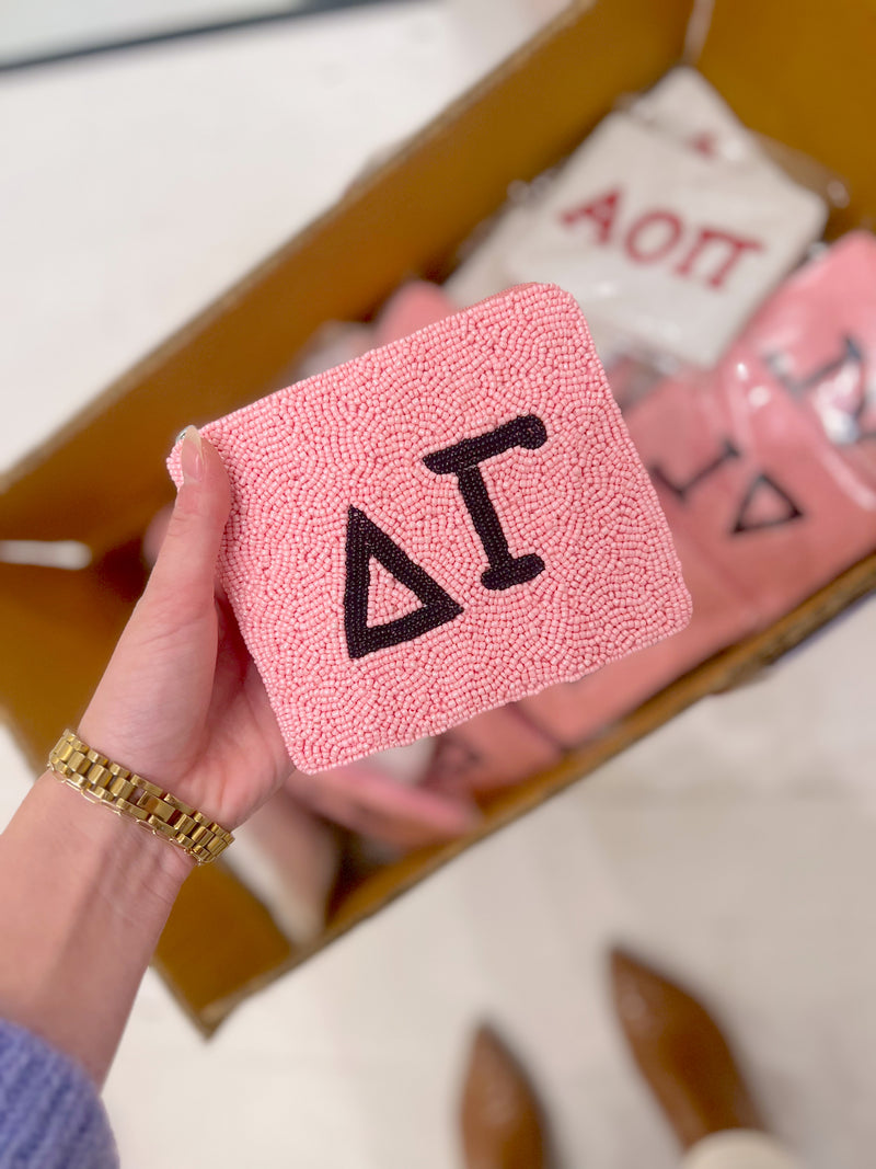 Social Statement: DELTA GAMMA Beaded Pouch