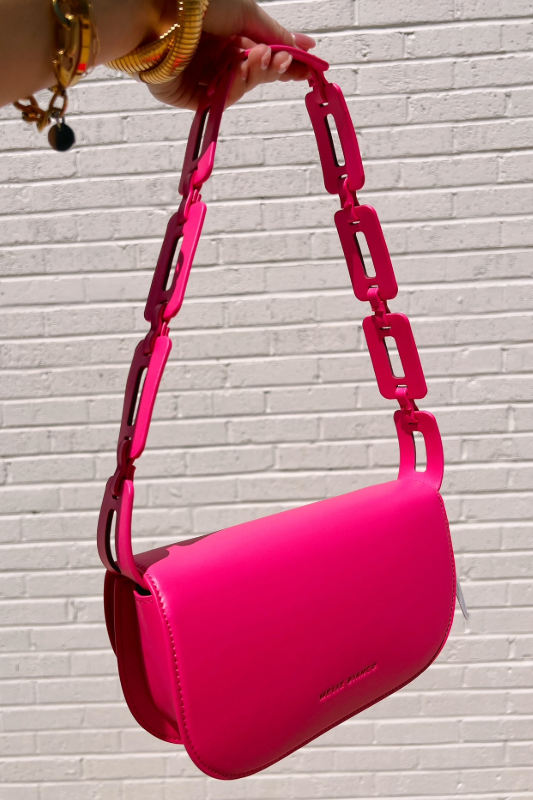Melie Bianco: Inez Vegan Leather Crossbody -Neon Pink