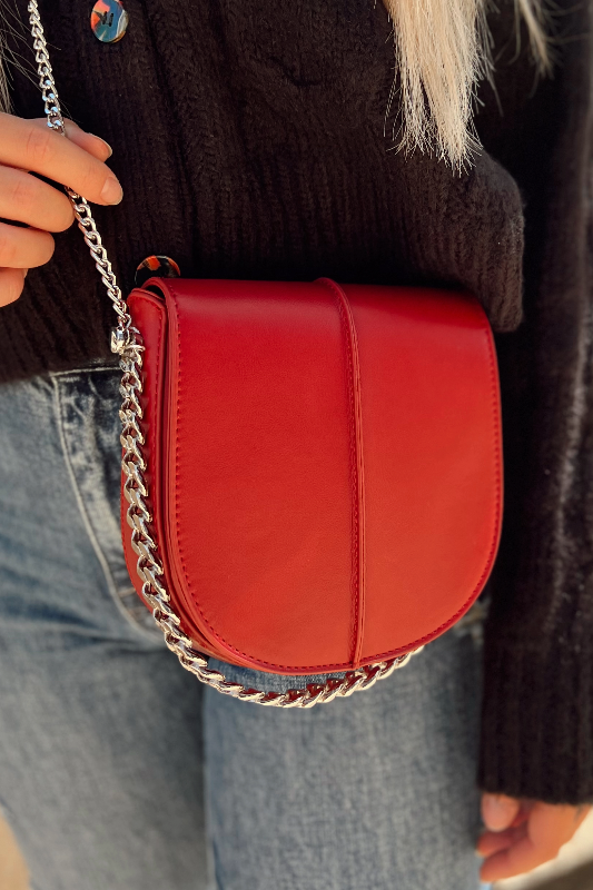 Melie Bianco: Brie Small Recycled Vegan Crossbody Bag - Red