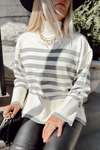 Sylvie Striped Sweater - White/Grey
