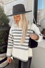 Sylvie Striped Sweater - White/Grey