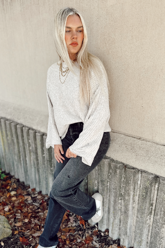 Adeline Distressed Sweater - Oatmeal