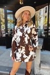 Dakota Cow Print Suede Jacket & Skirt Set
