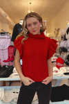 Caught Your Eye Cable Knit Sweater Top - Red