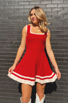 Scarlett Knit Dress - Red/White