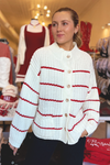 Claire Striped Chunky Cardigan - White/Red