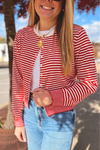 Montana Striped Cardigan - Red/White