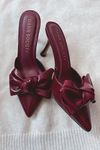 The Jane Bow Kitten Heel - Burgundy