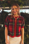 Sugarplum Scalloped Plaid Sweater - Red