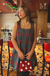 Deck The Halls Plaid Bow Sleeve Mini Dress - Green
