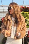 Chilly Night Faux Fur Crop Jacket - Mocha
