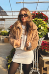 Chilly Night Faux Fur Crop Jacket - Mocha