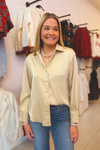 New Years Night Satin Button Down - Champagne