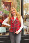 Martha May Bow Plaid Vest