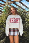 MERRY Plaid Mockneck Sweatshirt