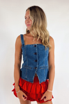 Rowdy Crowd Denim Top - Dark Denim