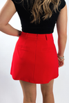 Kick It Pleated Tie Mini Skort - Red