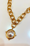 Susan Shaw: Cotton Pearl On Handcast Gold Chain Necklace
