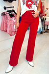 JBD: Mini Patch Pocket Wide Leg Jeans - Dark Red