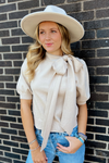 Beatrice Bow Sweater - Taupe