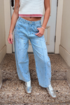 Make a Statement Silver Studded Barrel Jeans