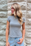 Varsity Squad Openback Short Sleeve Top - Heather Grey