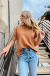 See You Soon Mockneck Top - Camel