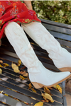 Enora Stitch Suede Boots - WHITE