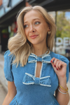 Bardot Bow Collar Denim Dress