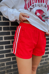 Perfect Play Lace Stripe Shorts - Red