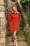 Kim Button Down Dress - Rust