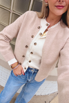 Paris Double Layer Button Cardigan - Oatmeal