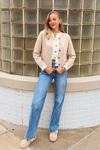 Paris Double Layer Button Cardigan - Oatmeal