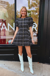 Emily Tweed Mini Dress - Black