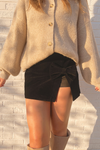 Tied up in a Bow Velvet Mini Skirt - Black